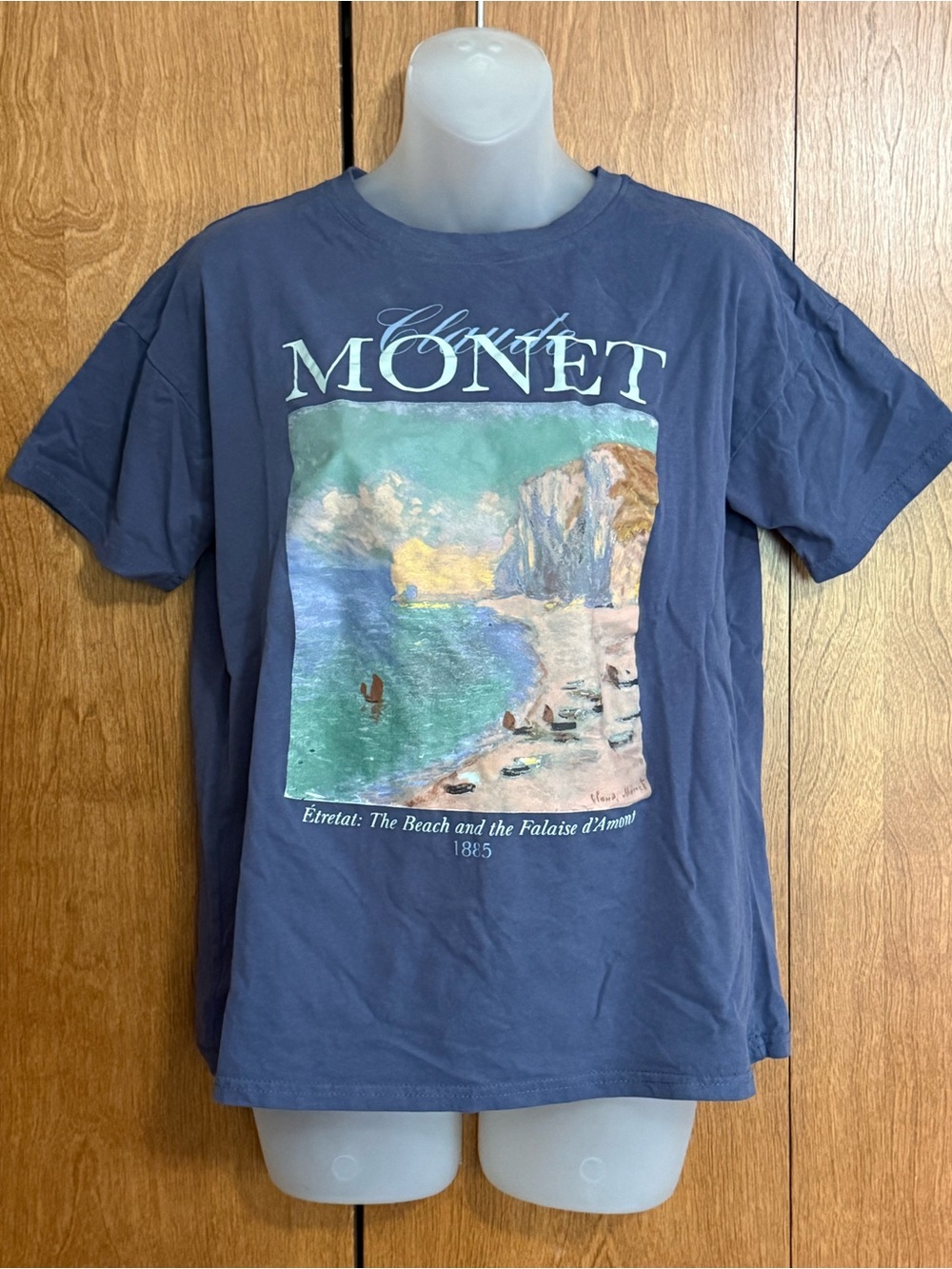 Monet Blue Graphic Crewneck Tee with Coastal Print XS NWOT